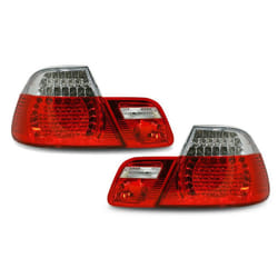 Back Rear Tail Lights Lamps Red-Clear LED Pair For BMW E46 Coupe 99-3/03 - On