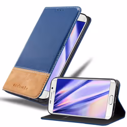 Cadorabo Case for Samsung Galaxy S6 EDGE case cover - DARK BLUE BROWN