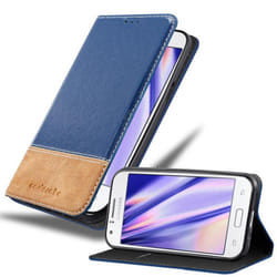 Cadorabo Case for Samsung Galaxy J1 2015 case cover - DARK BLUE BROWN