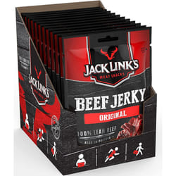 Jack Link's Beef Jerky, Original Flavour, Multipack of 12 x 25g Bags, High Protein Meat Snack, Eat On to Go or Post Gym