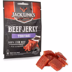 Jack Link's Beef Jerky, Teriyaki Flavour, Multipack of 12 x 25g Bags, High Protein Meat Snack, Made with Premium Beef