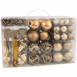 BRUBAKER 101 Pack Assorted Christmas Ball Ornaments - Shatterproof - with Green Pickle and Tree Topper - Designed in Germany  ...