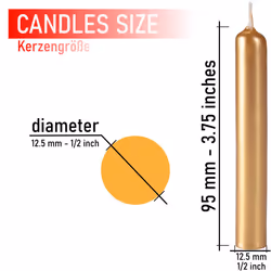 BRUBAKER Tree Candles - Pack of 20 - Golden - 3Â¾ x Â½ Inches 9.5 x 1.27cm - Made in Europe - Pyramids, Carousels & Chimes