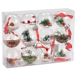 BRUBAKER 12-Piece Clear Filled Christmas Ornaments - 3.2 Inches - Acrylic