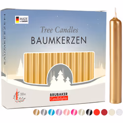 BRUBAKER Tree candles - Pack of 40 - gold - 3A x A Inches - Made in Eu