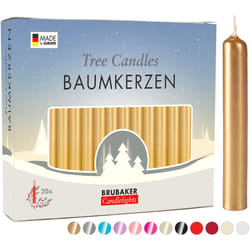BRUBAKER Tree candles - Pack of 40 - gold - 3A x A Inches - Made in Eu