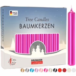 BRUBAKER Tree Candles - Pack of 100 - Pink - 3.75 x 0.5 Inches - Made in Europe - Christmas Wax Candles for Pyramids Carouse ...