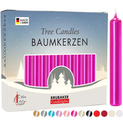 BRUBAKER Tree Candles - Pack of 100 - Pink - 3.75 x 0.5 Inches - Made in Europe - Christmas Wax Candles for Pyramids  Carousels & Chimes