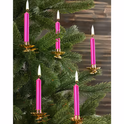 BRUBAKER Tree Candles - Pack of 100 - Pink - 3.75 x 0.5 Inches - Made in Europe - Christmas Wax Candles for Pyramids  Carousels & Chimes