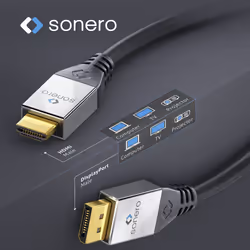 sonero S-DC100-050 video cable adapter 5 m DisplayPort HDMI Black
