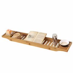 SoBuyÂ® FRG212-N, Bamboo Bathtub Rack Caddy Tray Bathroom Shelf L80cm