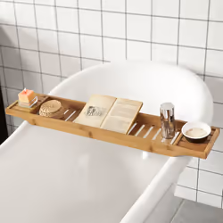 SoBuyÂ® FRG212-N, Bamboo Bathtub Rack Caddy Tray Bathroom Shelf L80cm