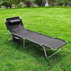 SoBuyÂ® Outdoor Garden Recliner Folding Sun Lounger - Black