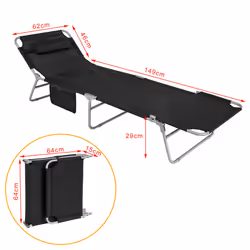 SoBuyÂ® Outdoor Garden Recliner Folding Sun Lounger - Black - Additional view 4