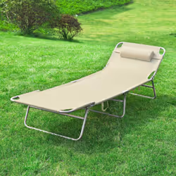 SoBuyÂ® Outdoor Garden Recliner Folding Sun Lounger - Beige