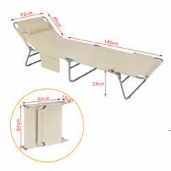 SoBuyÂ® Outdoor Garden Recliner Folding Sun Lounger - Beige - Additional view 4