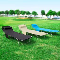 SoBuyÂ® Outdoor Garden Recliner Folding Sun Lounger - Blue - Additional view 7
