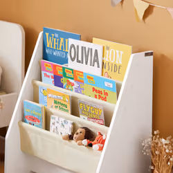 SoBuyÂ® FRG225-W, Children Bookcase Sling Storage Rack Organizer Holder - Additional view 4