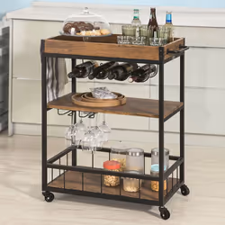 SoBuyÂ® FKW56-N, Industrial Vintage Style Kitchen Serving Trolley Wine Rack