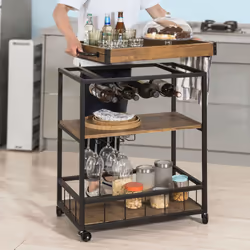 SoBuyÂ® FKW56-N, Industrial Vintage Style Kitchen Serving Trolley Wine Rack