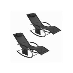 SoBuy Set of 2  Garden Rocking Chair OGS28-SCHx2 - Black