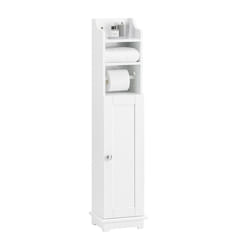 SoBuyÂ® FRG177-W, Bathroom Toilet Paper Roll Holder Storage Cabinet, White