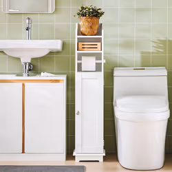 SoBuyÂ® FRG177-W, Bathroom Toilet Paper Roll Holder Storage Cabinet, White