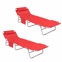 SoBuy,Textoline Reclining Folding Chair - Red