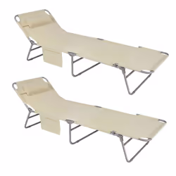 SoBuy,Textoline Reclining Folding Chair - Beige