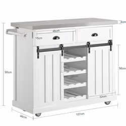 SoBuyÂ® FKW94-W, Kitchen Storage Trolley Kitchen Cabinet Kitchen Island