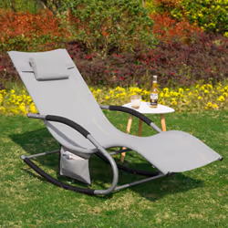 SoBuy Set of 2 Outdoor Garden Rocking Chair Grey OGS28-HGx2
