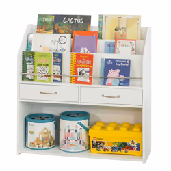 SoBuy KMB39-W  Kids Bookcase Book Shelf with 3 Shelves 2 Drawers