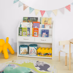 SoBuy KMB39-W  Kids Bookcase Book Shelf with 3 Shelves 2 Drawers