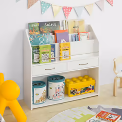 SoBuy KMB39-W  Kids Bookcase Book Shelf with 3 Shelves 2 Drawers