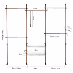 SoBuy KLS04-BR, Adjustable Wardrobe Organizer Clothes Shelf