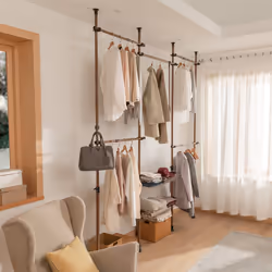 SoBuy KLS04-BR, Adjustable Wardrobe Organizer Clothes Shelf