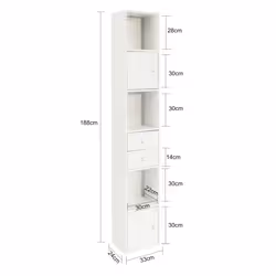 SoBuy STR10-W Bathroom Tall Cabinet Bathroom Shelf Bathroom Storage