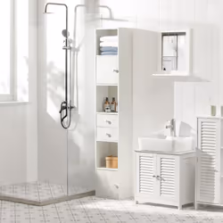 SoBuy STR10-W Bathroom Tall Cabinet Bathroom Shelf Bathroom Storage