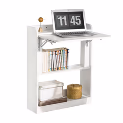 SoBuy FWT92-W Foldable Desk Computer Desk Workstation& Storage Shelves