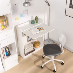 SoBuy FWT92-W Foldable Desk Computer Desk Workstation& Storage Shelves