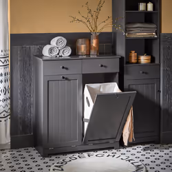 SoBuy BZR33-DG,Laundry Cabinet Laundry Chest Bathroom Cabinet