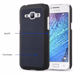 Cadorabo Hard Case for Samsung Galaxy J1 2015 case cover - WOODY BLUE