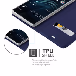 Cadorabo Case for Huawei P9 case cover - CLASSY DARK BLUE