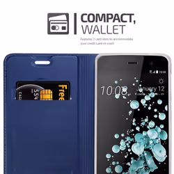 Cadorabo Case for HTC U PLAY Cover Book Wallet Protection PU Leather Flip Magnetic Etui - CLASSY DARK BLUE