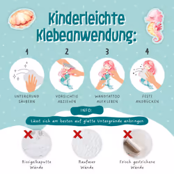 Wall Tattoos - 8 Sheets with Wall Stickers for Children - Nursery Room Decoration - Mermaid - 22 x 30 cm per Sheet - for Boys and Girls - Set 1