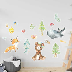 Wall Tattoos - 8 Sheets of Wall Stickers for Children - Children's Room Decoration - Wall Decoration - Forest Animals - 22 x 30 cm per Sheet - for