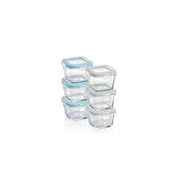 Glass Baby Food Storage Container Set - Mini Ovenproof Dishes with Lids - 6 x 160 ml (5.4 Oz) Square - Air and Liquid Tight