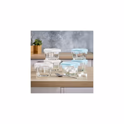 Glass Baby Food Storage Container Set - Mini Ovenproof Dishes with Lids - 6 x 160 ml (5.4 Oz) Square - Air and Liquid Tight