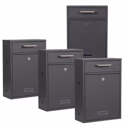 2x2 Wall Mounted Letter Box V52 Anthracite Lockable Post Box Mailbox with Name Plate Window