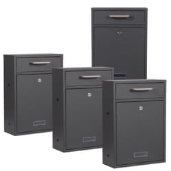 2x2 Wall Mounted Letter Box V52 Anthracite Lockable Post Box Mailbox with Name Plate Window